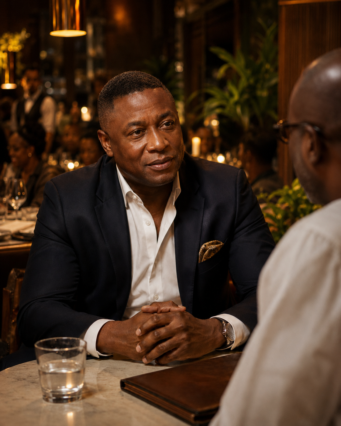 Chidi Okafor at a business dinner in Lagos where he met Mr. Benson Eze