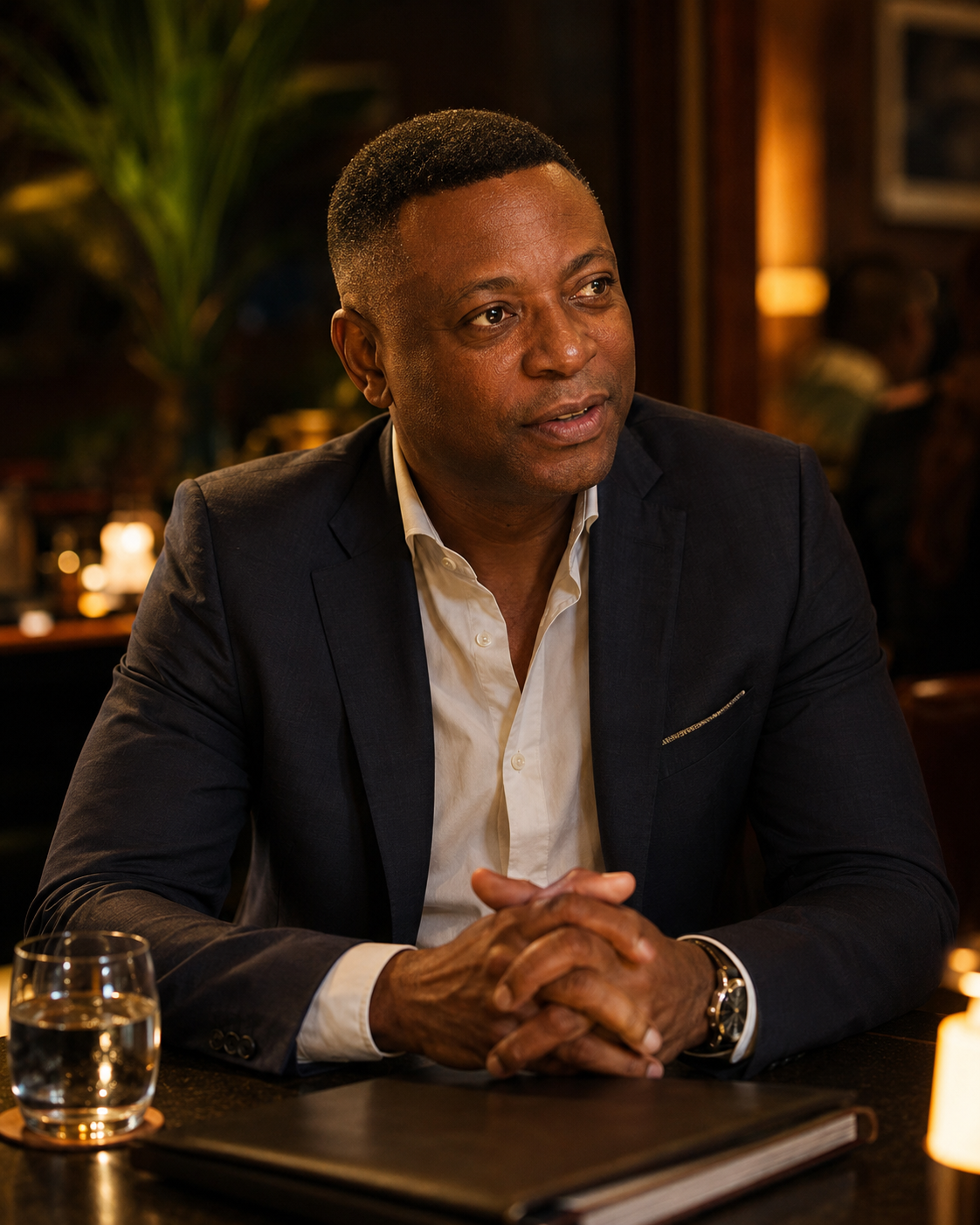 Chidi Okafor at a business dinner in Lagos where he met Mr. Benson Eze